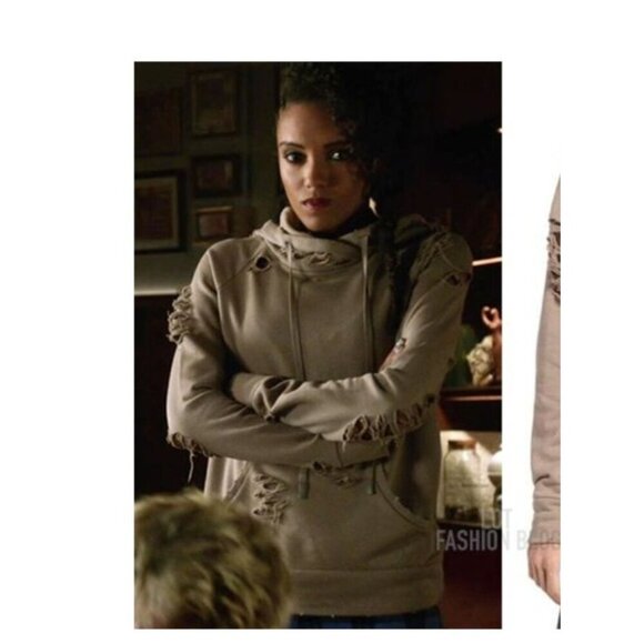 Alo Yoga Ripped Distressed Henna Rust Hoodie ASO DC Legends Size XS - Picture 4 of 9